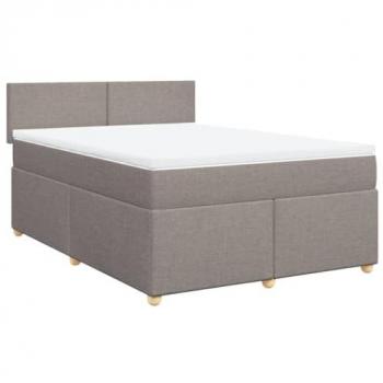 Cama box spring con colchón Tortera 140x190 cm en tela gris taupe