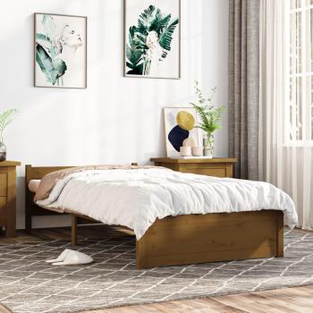 Cama individual de madera maciza ámbar redondo 90x190 cm