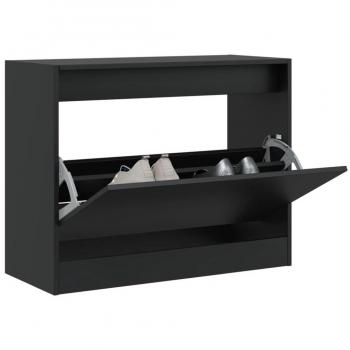 Zapatero negro de madera multicapa 80x34x63 cm