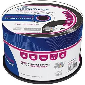 MediaRange MR226 - CD-R Imprimible con aspecto de disco de Vinilo, Pack de 50 unidades