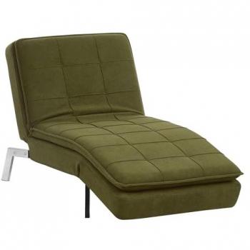 Chaise Longue Verde Loiret con Reposapiés y Respaldo Reclinables, Tela Moderna