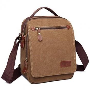 Super moderno lienzo bolsa de mensajero hombro bolsa Crossbody Bolsa Satchel Bag Bookbag Escuela Bolsa De Trabajo Bolsa para Hombres y Mujeres, hombre, 2805 Brown