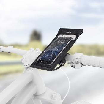 Funda Slim Impermeable para Smartphone con Soporte de Manillar para Bicicleta - Universal hasta 80 mm - Negra y Transparente