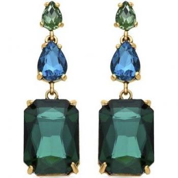 Pendientes Luxenter Lali de Cristal Verde acabados en oro amarillo de 18k