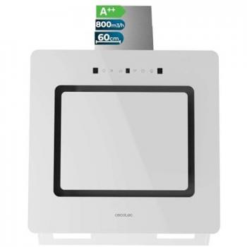 Campana Decorativa Cecotec Bolero Flux DT 608002 Vidrio Blanco A++ 60cm, Succión 800m3/h, Motor 210W, Control Táctil