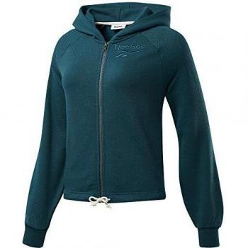 Reebok Te Textured Logo Fullzip Sudadera, Mujer, hertea, L
