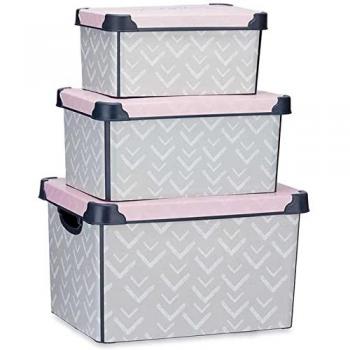 Set de Cajas Organizadoras Apilables Vibes 3 Piezas Plástico 39x29x23.5 Cm