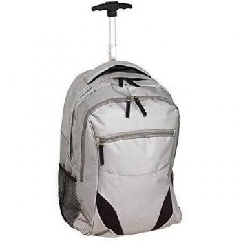 Mochila con Ruedas, Color Gris, con Compartimento Acolchado para portátil de 34 x 52 x 28 cm, con 2 Bolsillos Laterales de Malla.