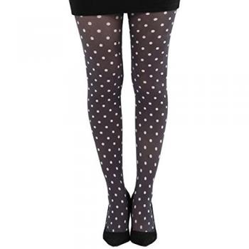 Pantimedias Caliente - 1 par - Fantasia - Opaca - Mate - Refuerzo de Poliamida - Nylon - A Lunares - Noir - Polka Dot - One Size