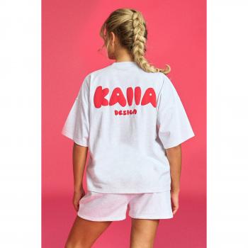 Kaiia Design Oversized Top Light Grey Marl and Red