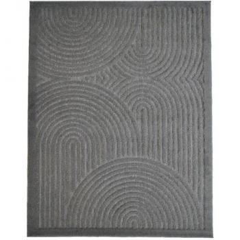 Alfombra interior/exterior Art Déco en relieve gris 120 x 170 cm