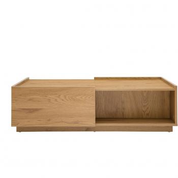 Miliboo - Mesa de centro con almacenaje y acabado roble claro, 2 cajones, 120 cm, madero