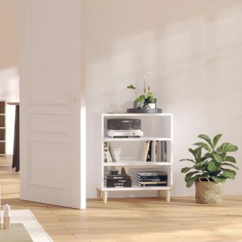 Aparador de madera contrachapada y aglomerado blanco brillante 57x35x70 cm, mueble de almacenaje de salón con armarios con puertas, cajón de madera, buffet para salón moderno, armario auxiliar y