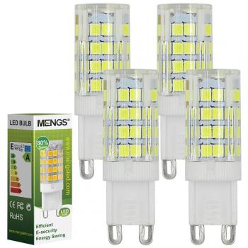 MENGS Pack de 4 Bombilla LED G9 5W Equivalente a 40W Lámpara LED Blanca Fría 6000K, 480LM, Luz LED AC 220V-240V luces LED lampara ahorradora de energia