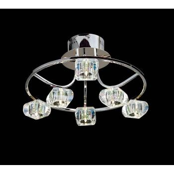 Lámpara Semi-Techo Polana redonda 6 Bombillas cromo pulido, tipo Semi empotrado, 6 luces G4, acabado en cromo pulido, no compatible con LED/CFL