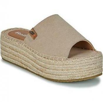 Sandalia de plataforma de mujer Refresh 171925 Camel con detalle trenzado