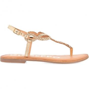 Sandalias planas de mujer de piel con tiras finas trenzadas