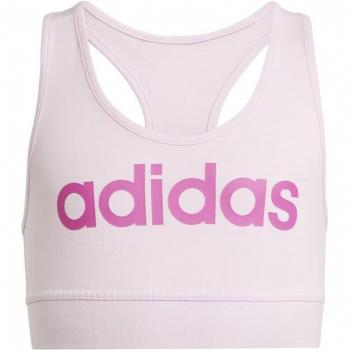 Tops adidas linear cr niña rosa con diseño de rayas y logo en color blanco
