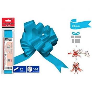 6 Lazos Automáticos Color Azul Turquesa - Tamaño: 30 Mm de Ancho- Ideal para Regalos,bodas,navidades.