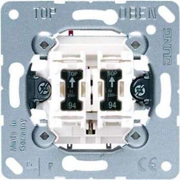 JUNG 535U5 Mecanismo Pulsador Doble 10 AX / 250 V, Doble Unipolar Na con 2 Lamparitas Ref. 94