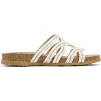 Sandalias Porronet Dafne Blanco con detalle de pala textil fantasía