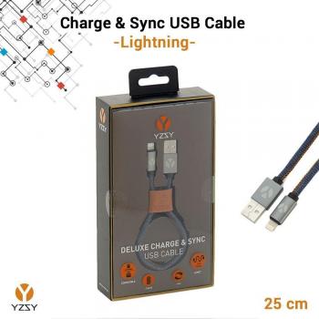 YZSY Deluxe - Cable de Conexión [ Sincro y Carga ] para Dispositivos Apple, USB a Lightning - Blue Jeans 25cm
