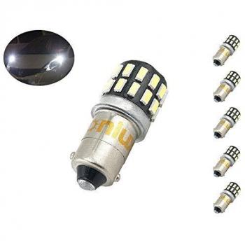 Bonlux 5-packs 3W 12-24V BA9 BA9s LED Luz H21W 1445 1895 6253 64111 64113 T4W 6000k coche LED luz bombilla para luz de placa separación señal cortesía lectura