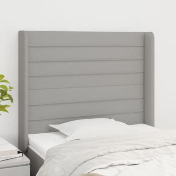 Cabecero con orejas de tela gris claro 83x16x128 cm