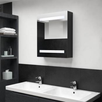 Armario de baño con espejo LED negro 50x14x60 cm