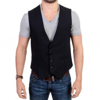 Black Striped Cotton Casual Vest - Costume National C’N’C, IT48 | M, Male, Black, Size: M