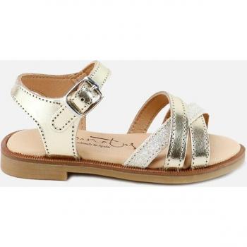 Sandalias de niña Eli 1957 en piel con planta de gel, modelo Gel Star Champagne Papanatas