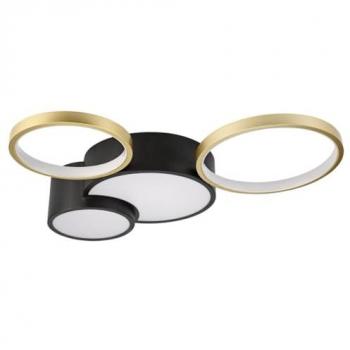 Lámpara de Techo Alize - Metal y PVC, Negro y Oro, 9.5x60x60 cm