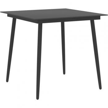 vidaXL Garden Dining Table Black 80x80x74 cm Steel and Glass