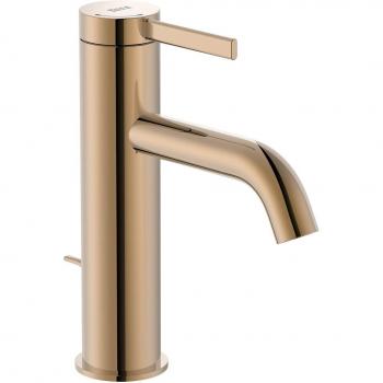 Grifo Monomando para Lavabo Roca Ona con Desagüe Automático en Oro Rosa