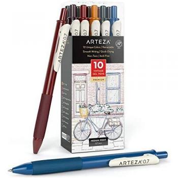 Arteza Bolígrafos de gel de colores, paquete de 10 tonos vintage diferentes, punta fina de 0.7 mm, 10 plumas de gel para escribir en tu diario, dibujar, hacer garabatos y tomar notas