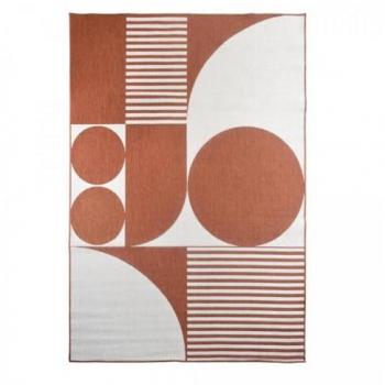 Alfombra exterior reversible kilim naranja y crema 160x230 OEKO-TEX®