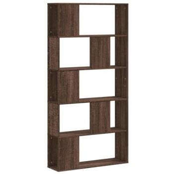 Librería de 5 estantes en madera marrón roble, dimensiones 80,5x23,5x162,5 cm, diseño multicapa