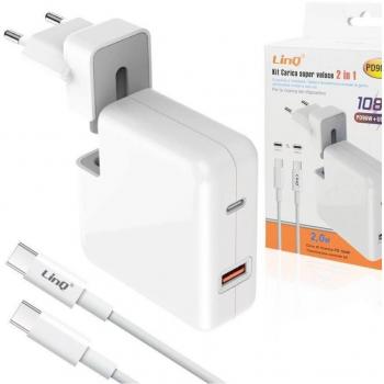 Cargador Rápido 2 en 1 PD96W + USB12W Tipo-C para Notebook y Smartphone Pd9080