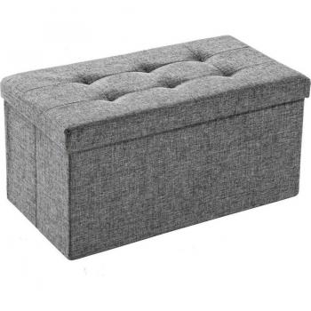 Taburete Plegable con Almacenaje 38 x 38 x 38 cm - Asiento Estable y Compacto - Color Gris