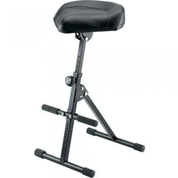 K&M 14047 Pneumatic Stool with Leather Seat & Spring-Loaded Clamping Knob, Black