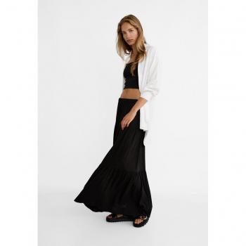 Stradivarius Black Boho Midi Skirt Size S