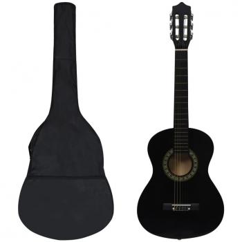 vidaXL 8 Piece Classical Guitar Beginner Set Black 1/2 34