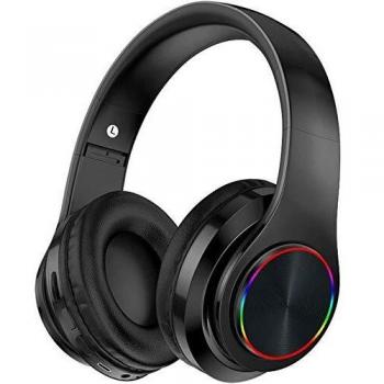 Auriculares Bluetooth Auriculares inalámbricos Plegables para Colocar sobre la Oreja con micrófono LED, Auriculares con Cable e inalámbricos para teléfonos Inteligentes/TV/PC