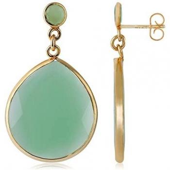 Córdoba Jewels | Pendientes en plata de ley 925 bañada en oro con piedra semipreciosa con diseño Lux Gota Jade Gold