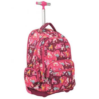 Mochila con ruedas y 6 cremalleras 25L Serie Especial Roller Rosa
