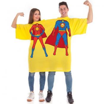 Camiseta Disfraz Doble Súper Héroes Birras para adultos
