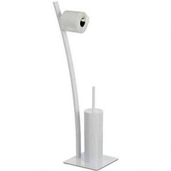 Portarrollos de Papel Higiénico y Escobilla con Soporte, Set Higiénico Blanco 78 x 29 x 20 cm