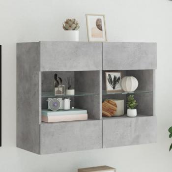 Mueble TV de pared con luces LED 78,5x30x60,5 cm en gris hormigón - vidaXL