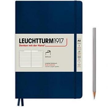 Leuchtturm1917 Navy A5 Softcover Notebook - 123 Numbered Lined Pages