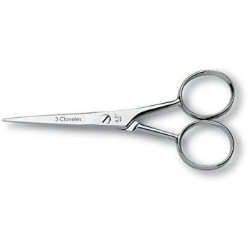 3 Claveles Tijera Bigote Recta, Acero Carbono, Niquelada, Para Recortar Pelos Bigote, 4,5, 4 g, 11.5 cm